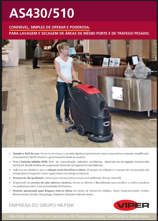 Folheto Técnico Lavadora Secadora de Pisos Viper AS430 AS510