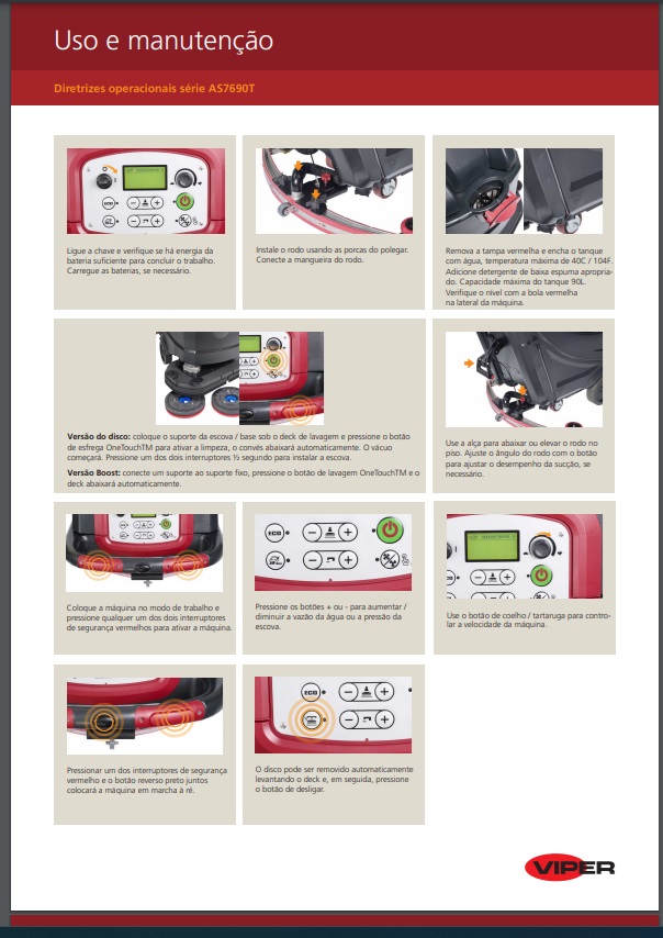 Folheto de Usuário Lavadora Secadora de Pisos Viper AS7690