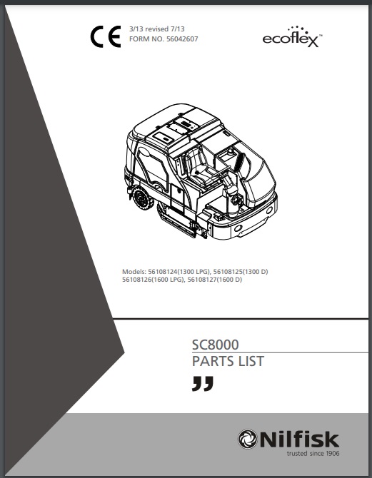 Manual de Peças Lavadora Secadora de Pisos Nilfisk SC8000 GLP