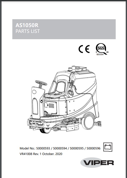 Manual de Peças Lavadora Secadora de Pisos Tripulada Viper AS1050