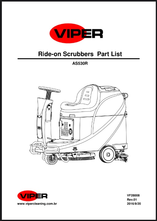 Manual de Peças Lavadora Secadora de Pisos Tripulada Viper AS530