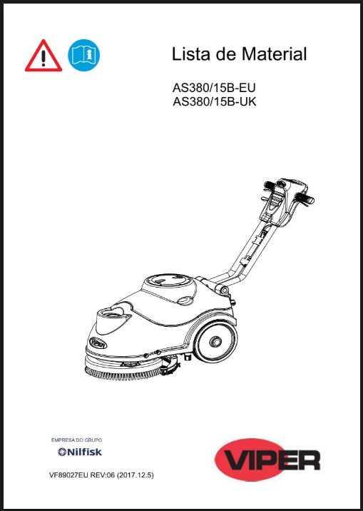 Manual de Peças Lavadora Secadora de Pisos Viper AS380