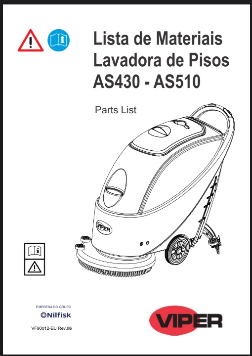 Manual de Peças Lavadora Secadora de Pisos Viper AS430 AS510