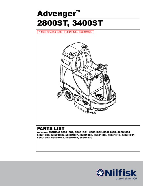 Manual de Peças Secadora de Pisos Nilfisk ADVENGER 3400