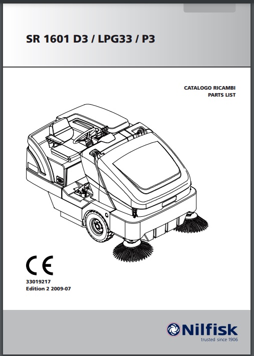 Manual de Peças Varredeira de Pisos Tripulada Nilfisk SR1600 PROTERRA