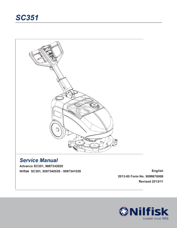Manual de serviços Lavadora Secadora de Pisos Nilfisk SC351