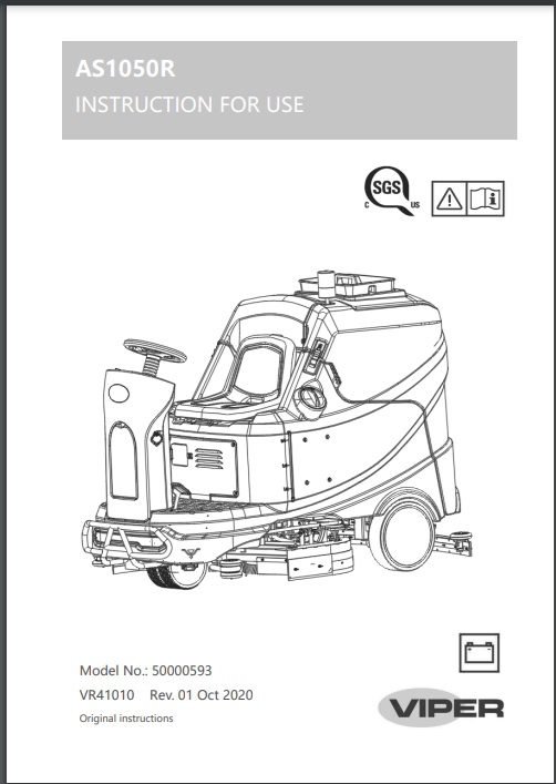 Manual do Operador Lavadora Secadora de Pisos Tripulada Viper AS1050