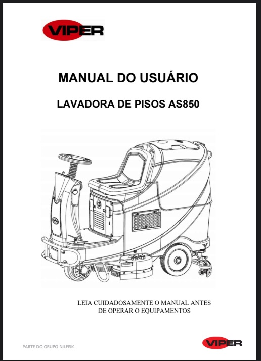 Manual de Peças Lavadora Secadora de Pisos Tripulada Viper AS850