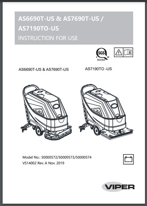 Manual do Usuário Lavadora Secadora de Pisos Viper AS7690