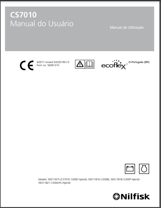 Manual do Usuário Lavadora de Pisos combinada Varredeira Nilfisk SC7010