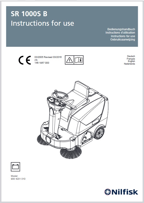 Manual do Usuário Varredeira Tripulada Nilfisk SR1000