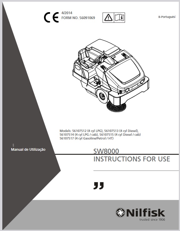 Manual do Usuário Varredeira de Pisos Tripulada Nilfisk SW8000