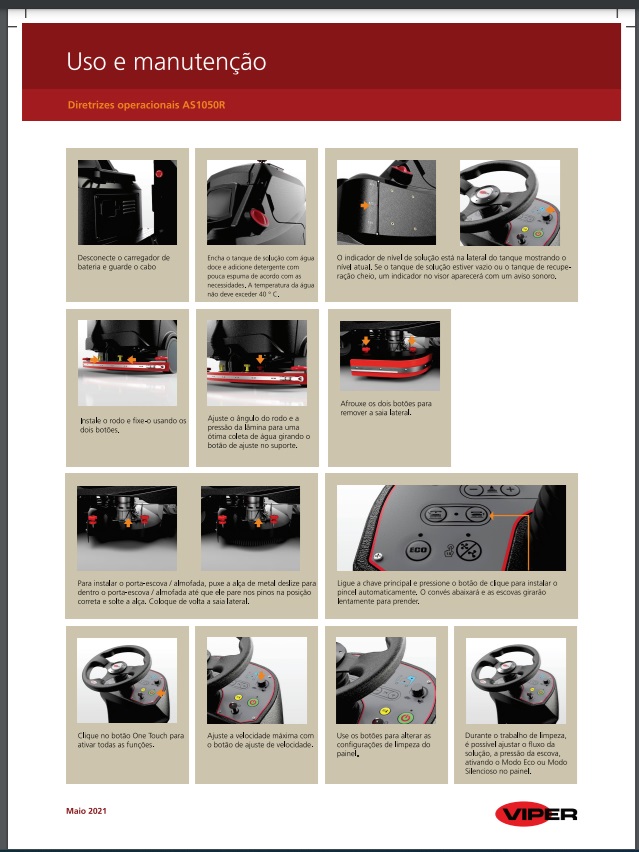 Poster Técnico Lavadora Secadora de Pisos Tripulada Viper AS1050