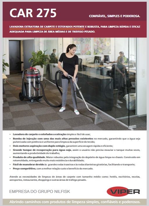 Folheto Técnico Extratora para Bancos e Carpetes Viper CAR275