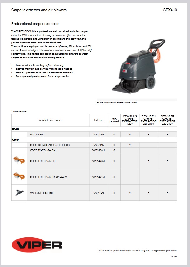 Manual Técnico Extratora de Carpetes e Tapetes Viper CEX410