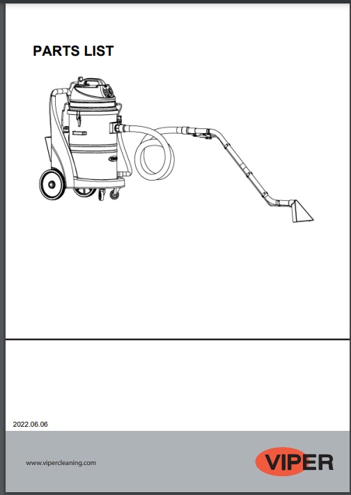 Manual de Peças Extratora para Bancos e Carpetes Viper CAR275