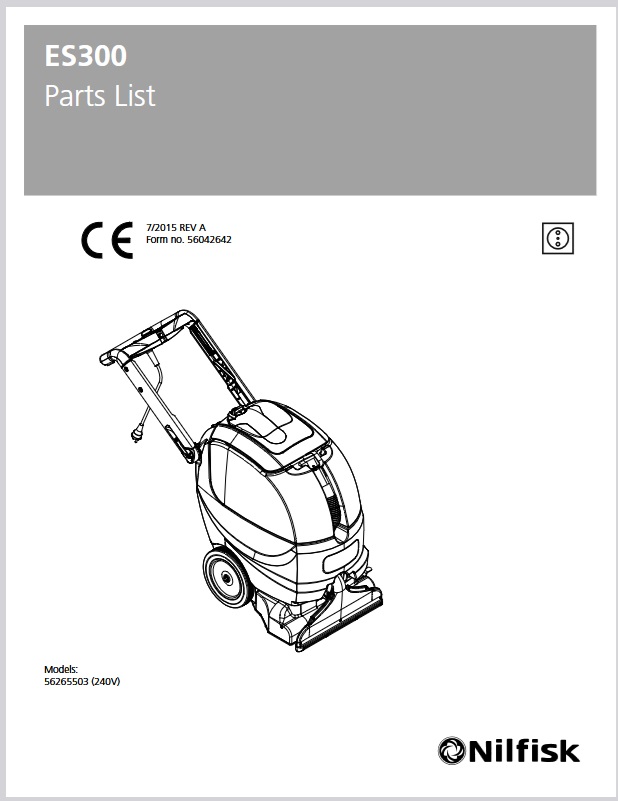 Manual de Peças Extratora para Carpetes e Tapetes Nilfisk ES300